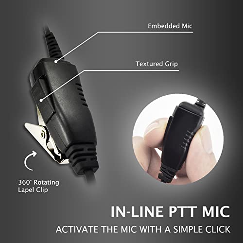 PROMAXPOWER [2-Pack] C-Shape Swivel Earpiece Headset with PTT Button & Microphone for Motorola Two-Way Radios XPR7350e, XPR7550, XPR7580, XiR-P8268, MTP850, APX4000 - size: 2-Pack