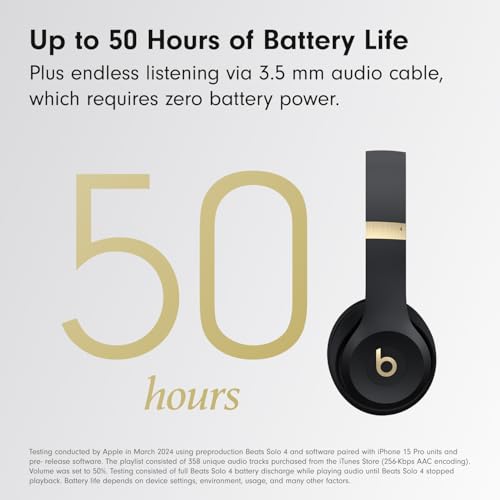 Beats Solo 4 Wireless Headphones with 20W Power Adapter - Black & Gold - color: Black & Gold, style: With Power Adapter