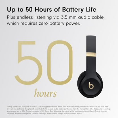 Beats Solo 4 with AppleCare+ for Headphones (2 Years) - Black & Gold - color: Black & Gold, style: With AppleCare+