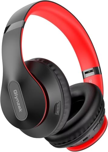 Wireless Bluetooth Headphones Over Ear V6.0 HiFi Stereo with Mic | 65H Playtime 6EQ Modes Foldable Bluetooth Headset with Microphone for Travel Smartphone Computer Laptop Black Red - color: Black