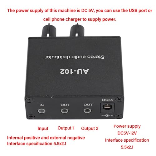 1 Input 2 Output 3.5mm Stereo Amplifier Stable Signal Sound Distributor Compact & Durable Sound Preamplifier DIY Audio Equipment
