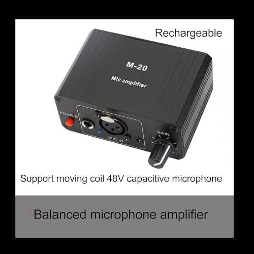 Microphone Preamp, High Gain 48V Mic Gain Booster, Low Noise Power XLR Output Mic Preamplifier, for Dynamic and Condenser Microphones Booster