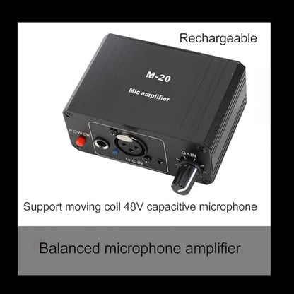 Microphone Preamp, High Gain 48V Mic Gain Booster, Low Noise Power XLR Output Mic Preamplifier, for Dynamic and Condenser Microphones Booster