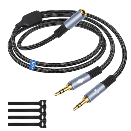 1/8" TRS Stereo Splitter Cable for Headphone, PC Laptop, Perfect for Switching or Two Sets of Speakers (1/8" TRS Stereo Female to Dual Male, 3.3FT-Splitter 20cm) - size: 3.3FT-Splitter 20cm, style: 1/8" TRS Stereo Female to Dual Male