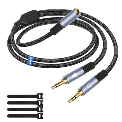 1/8" TRS Stereo Splitter Cable for Headphone, PC Laptop, Perfect for Switching or Two Sets of Speakers (1/8" TRS Stereo Female to Dual Male, 3.3FT-Splitter 20cm) - size: 3.3FT-Splitter 20cm, style: 1/8" TRS Stereo Female to Dual Male