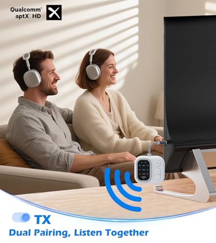Airplane Bluetooth Adapter for Headphones AptX Low Latency | Bluetooth transmitter for TV to 2 Headphones, 3.5mm AUX Bluetooth Transmitter Receiver for Car/Home Stereo/Gym, TSNAM