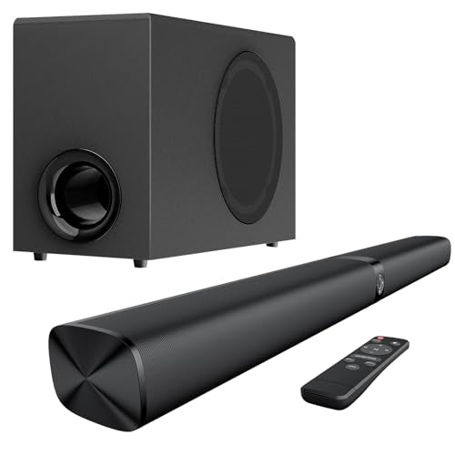 Sound Bar with Subwoofer, 110W Sound Bar with Adjustable Deep Bass & 3 EQ Modes, Bluetooth/ARC/Opt/AUX Connect, Sound Bar for Smart TV - size: 31" Soundbar + Subwoofer