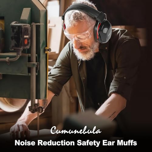 Noise Reduction Ear Protection Ear Muffs, Shooting Ear Protection, SNR 28dB Noise Cancelling Headphones for Adults Kids Autism, Hearing Protection for Shooting,Gun Range,Mowing - color: Black With Red