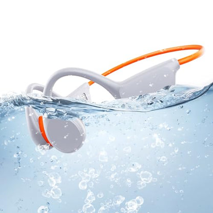 Atopskins Swimming Waterproof Bone Conduction Headphones Bluetooth 5.3 lPX8 Underwater Waterproof Headphones for Swimming with 32GB MP3 Player Built in Earbuds for Sport Running Cycling Gym (White)