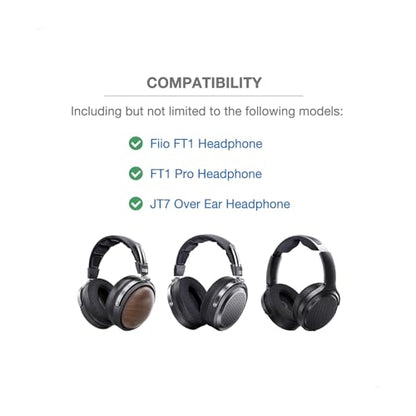 Headband Cushion Cover Compatible with Fiio FT1, FT1 Pro, JT7 Over Ear Headphones, 6mm Thick Cushion, No Wobble Zipper Slider, Hanging Loop