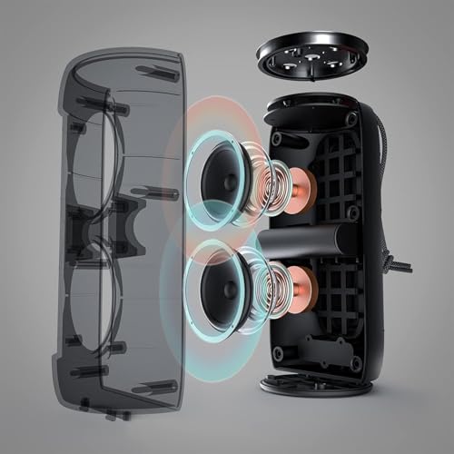 Monster S310 Upgraded Bluetooth Speaker, 30W Portable Speaker, 360° Stereo Sound with Punchy bass, TWS Pairing, IPX6 Waterproof, Bluetooth 5.2, 24H Playtime, Perfect for Home, Outdoor, Beach, Black