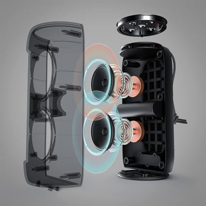 Monster S310 Upgraded Bluetooth Speaker, 30W Portable Speaker, 360° Stereo Sound with Punchy bass, TWS Pairing, IPX6 Waterproof, Bluetooth 5.2, 24H Playtime, Perfect for Home, Outdoor, Beach, Black