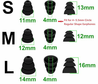 Earbuds Tips 12 Pairs Replacement Triple Flange Conical EarTips Earbuds Eartips for Most in-Ear Earphones (Sony/Beats/AKG/KZ etc.),S/M/L 12 Pairs, Pink (431P) - color: Pink