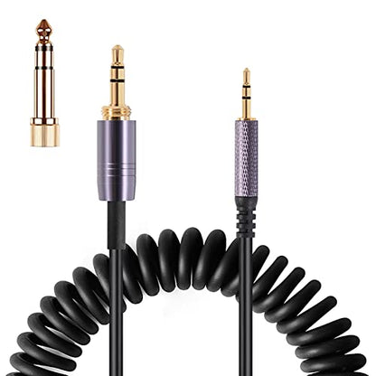 FAAEAL QC35 Coiled Audio Cable Replacement for Bose QC45(QuietComfort 45) NC700,AKG Y55BT Y55 Headphones, 2.5mm to 3.5mm(1/8”) Extension Aux Cord with 6.35mm (1/4") Adapter(4.2ft-14ft) - size: 4.2ft-14ft