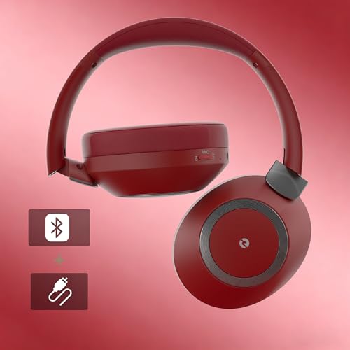 Headphones Wireless Bluetooth, 100H Playtime Active Noise Cancelling Headphones, Bluetooth Headphone with Mic, Over Ear Wireless Headphone with Deep Bass - color: Wine red