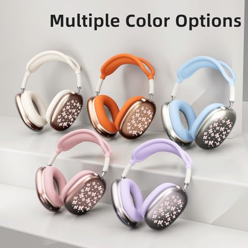 Cute Pink Heart Bow Clear Case for Airpods Max Headphones Kawaii Design Soft TPU Ear Cups Cover Anti-Scratch Silicone Ear Pad Protective Case Pretty Headband Cover for Apple Airpods Max - color: Pink bow 04