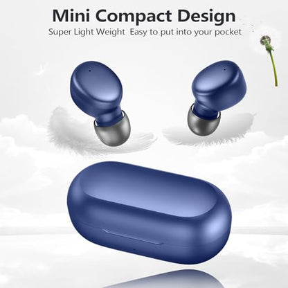 MOZOTER Mini Wireless Earbuds Bluetooth 5.3 in Ear Headphones Headsets | Light Weight,60Hrs Playtime Ear Buds with Charging Case,Smart Touch Control,Premium Sound with Deep Bass for Sport-Blue - color: Blue