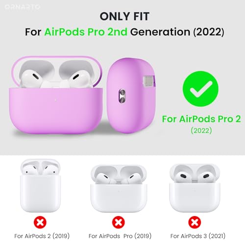 ORNARTO for AirPods Pro 2 Case, Hybrid Silicone, Cherry Blossom | Hybrid Silicone Rubber, Front LED Visible, Wireless Charging, Skin-Friendly Soft Touch, Anti-Scratch, Detachable Lanyard - color: Cherry Blossom