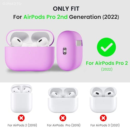 ORNARTO for AirPods Pro 2 Case, Hybrid Silicone, Cherry Blossom | Hybrid Silicone Rubber, Front LED Visible, Wireless Charging, Skin-Friendly Soft Touch, Anti-Scratch, Detachable Lanyard - color: Cherry Blossom