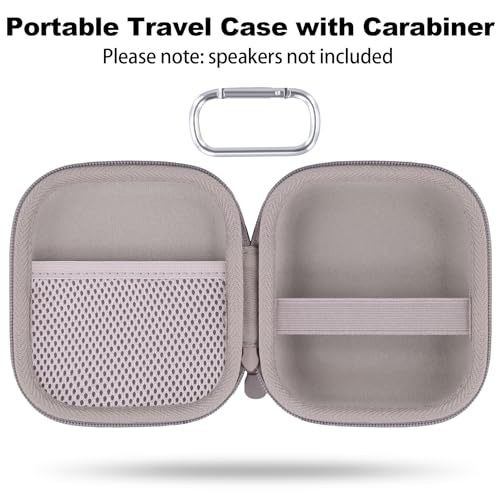 for Bose New SoundLink Micro 2nd Gen Speaker Protective Case, Sand | EVA Hard Shell, Soft Velvet Lining, Durable Wrist Strap, Portable Travel Bag with Carabiner, Mesh Accessory Pocket - color: Sand Case