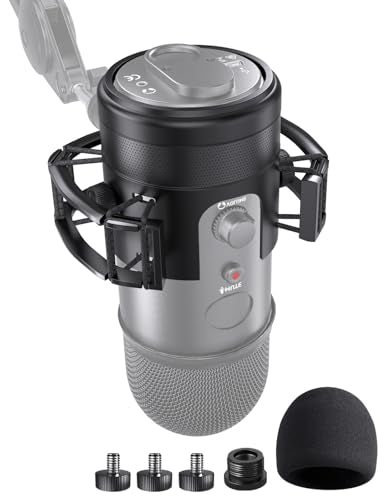 [2026 Upgrade] Custom Blue Yeti Shock Mount with Pop Filter | Elastic Suspension Design Reduces Vibration Noise, Shock Mount 100% Fits Blue Yeti, with 3/8" to 5/8" Screw Adapter - size: Blue Yeti Shock Mount