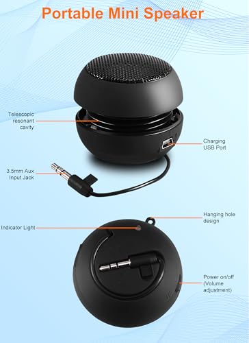 Portable Mini Speaker USB Wired Small Speakers with 3.5mm Aux Input Jack, Travel Speakers for Laptop Computer MP3 Player Speaker for Mobile Phone, MP3, PC | Travel External, For Laptop Computer MP3 Player, For Mobile Phone, PC Compatible