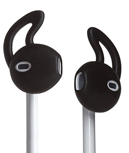 Earpods Ear Gel, Ear Tips for iPhone, Ear Buds Tips Bumper, ALXCD 4 Pair Black Anti-Slip Soft Silicone Replacement Earbud Tips for Earphone of iPhone SE 6s iPhone 6s Plus 5s [Sport] (Black 4 Pair)