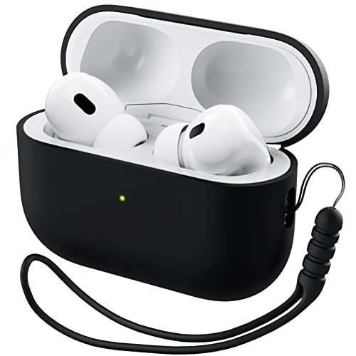 ORNARTO Compatible with AirPods Pro 2 Case 2022, Full Protective Hybrid Silicone for AirPods Pro 2nd Generation Case, Front LED Visible Skin Cover-Black | Hybrid Silicone Rubber, Front LED Visible, Wireless Charging, Skin-Friendly Soft Touch, Anti-Scratch