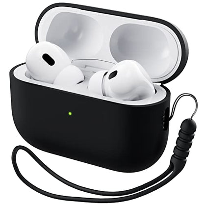 ORNARTO Compatible with AirPods Pro 2 Case 2022, Full Protective Hybrid Silicone for AirPods Pro 2nd Generation Case, Front LED Visible Skin Cover-Black | Hybrid Silicone Rubber, Front LED Visible, Wireless Charging, Skin-Friendly Soft Touch, Anti-Scratch