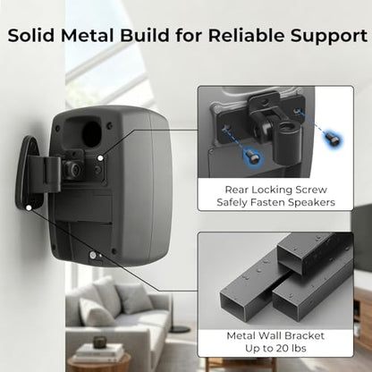 Adjustable Speaker Mount for Genelec G1/G2/G3/8010A/8020D/8030C/8320A Speaker Wall Mount - Metal Speaker Bracket for Genelec Studio Monitor Mount, Easy to Install with Includes Screw Hardware, 1 Pack