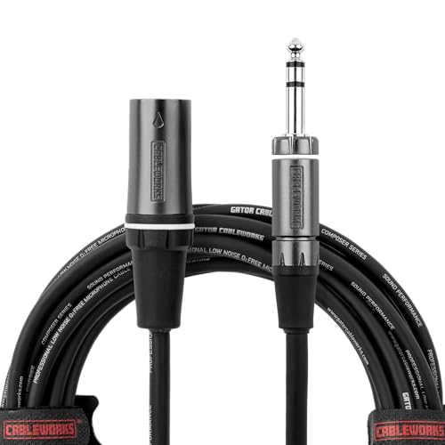By Gator Cases Composer Series Deluxe 20 Foot XLR Male to TRS Cable, (GCWC-XLR-20MTRS) - size: 20 Feet, style: TRS/XLR Male