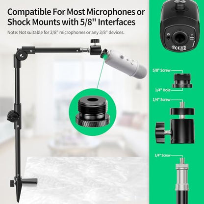 Webcam Stand Camera Desk Mount with Phone Holder & 5/8" Screw - 22" Flexible Projector Stand Gooseneck Desk Mic Stand for Logitech C922 C930e C920 C615 C960 Brio 4K, GoPro, Blue Yeti Snowball Ice