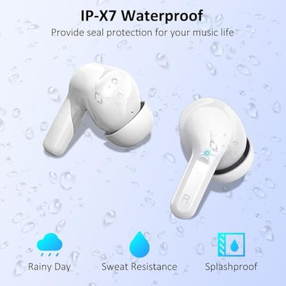 Ordtop Wireless Earbuds, 2026 Bluetooth 5.4 Headphones NEW Ear Buds, White - color: White
