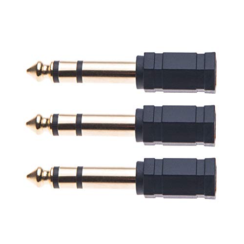Keple 6.35 to 3.5 Headphone Adaptor Stereo Earphone Audio Plug Adapter AUX Mini Jack to Jack Converter for Headphones Earphones Guitar Amp (6,35mm 1/4 Male to 3,5mm 1/8 Female) 3 Pack