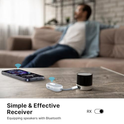 Bluetooth 5.3 Adapter for Airplane, Bluetooth Transmitter Receiver for 2 AirPods or BT Devices, Low Latency, Audio Adpater with 3.5mm Jack & RCA Cable for TV PC Gym Switch Car/Home Stereo