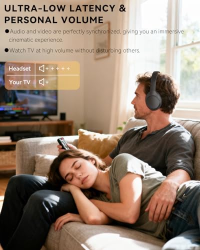 ANSTEN Wireless Headphones for TV Watching with Charging Dock | Digital Optical RCA AUX 3.5MM Over Ear Headset for Seniors, Bluetooth Headphones No Delay, 30 Hrs Playtime, Plug and Play