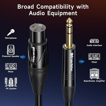 Cable Matters 6.35mm 1/4 Inch TRS to XLR Cable, Male to Female, 25ft | TRS Male to XLR Female, XLR to 1/4 Cable - size: 25 ft