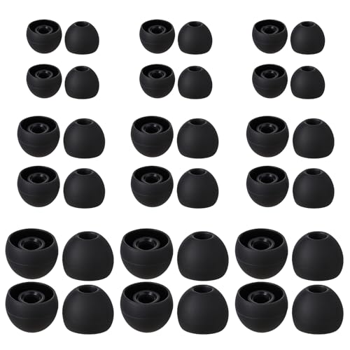 18 Pairs Silicone Ear Tips, Extra Small Ear Bud Covers (S/M/L) | Soft Earphones Earbuds Black Earbuds Tip Replacement Silicone Ears Bud Tips Replacement Kit Ears Tip for in-Ear Headphones