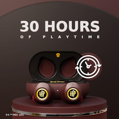 iJoy Harry Potter Hogwarts Crest Wireless Bluetooth Earbuds with Charging Case, Built-in Mic, 30 Hr Playtime, Officially Licensed | Harry Potter Gifts for Women, Men, Teens, Kids and All Fans - color: Hogwarts Crest
