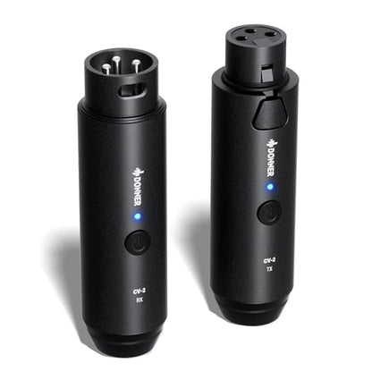 Donner Wireless XLR Microphone Transmitter Receiver, 2.4GHz Plug-on Wireless Mic Adapter with 24-bit/192kHz High-Resolution for Dynamic Microphones, Audio Mixer, PA System, Camera (CV-2)