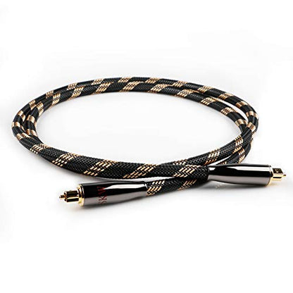 SKW HI-FI Toslink Optical Cable 9.8ft/3m, Precision-Polished PMMA Fiber | Nylon-braided Jacket, Gold-plated Plugs, Reinforced Core, S/PDIF 5.1 Support, Immune to EMI/RFI, TV to Soundbar & AV Receiver - size: 9.8 Feet