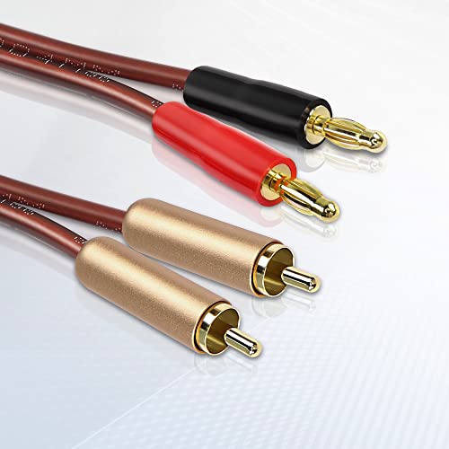 MEIRIYFA 2RCA Plugs to 2 Banana Plugs Speaker Wire, Dual Banana Plug to RCA Male Plug OFC HiFi Speaker Cable for Speaker Subwoofer - 2M
