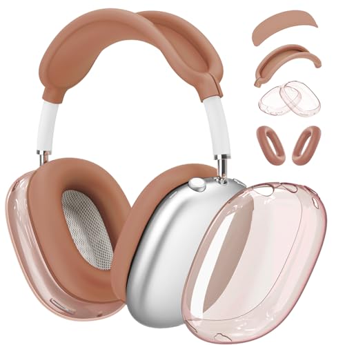 4 in 1 Set Case for AirPods Max Headphones, Anti-Scratch Sweat-Proof Ear Pad Covers/Ear Cups Cover/Headband Covers Protector for Apple AirPods Max 2024 USB-C /2020 Lightning (Dune Brown) - color: D-Dune Brown