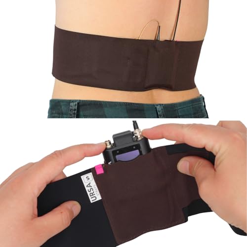 URSA Waist Strap - Large Waist, Small Pouch (Brown) | Ultra Slim, Breathable & Stretchy Microphone Transmitter Straps, Compatible with Most Transmitter/Receivers - color: Brown, size: Large Waist - Small Pouch