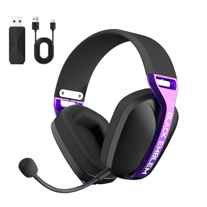 Black Emblem X1 Wireless Gaming Headset with Removable Mic for PC, PS5, PS4, Switch, 2.4GHz Gaming Headphone with Breathable Earcups, Bluetooth 5.4, 50H Battery, Lightweight Gamer Headset
