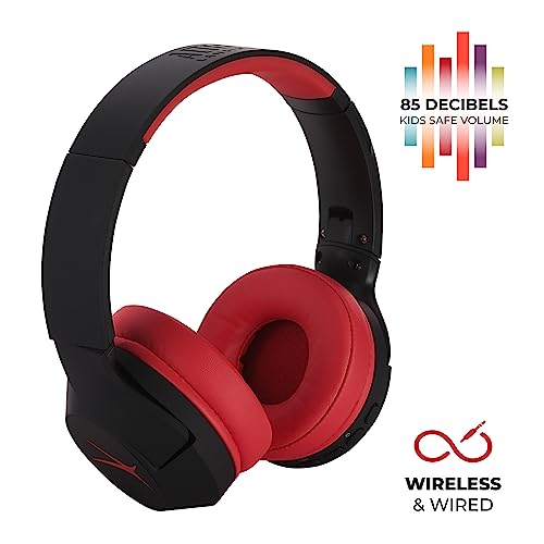 Altec Lansing - Kids Bluetooth Headphones, Wireless Over Ear - color: Blackout Classic Red