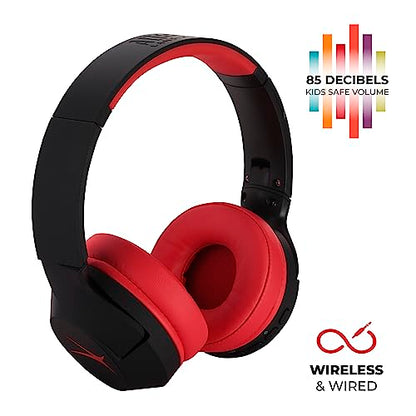 Altec Lansing - Kids Bluetooth Headphones, Wireless Over Ear - color: Blackout Classic Red