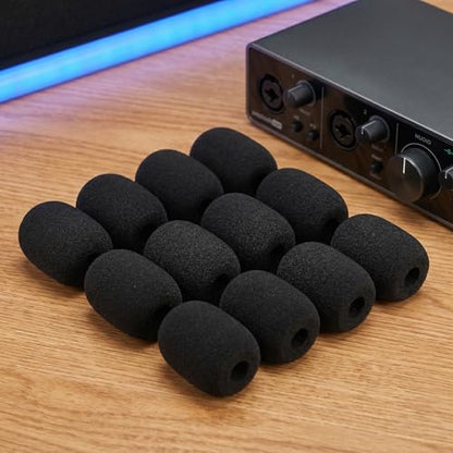 40 Pack Microphone Windscreen Foam Covers, Black Mic Foam Covers for Lavalier Microphones, Headset Mic Covers, Small Microphone Sponge Wind Covers for Noise Reduction and Dust Protection