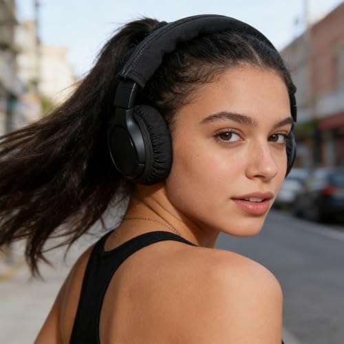 Adhiper Headphone Ear Pads Covers & Headband Cover, 1 Pairs Strechable Washable Sweat Headphone Ear Covers & Headband Cover Protector for Gym, Gaming, Fit 3.5" - 4.3" Earpads