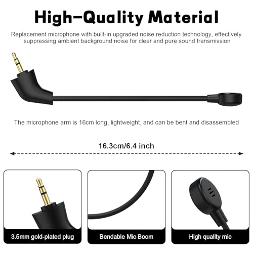 Replacement Mic Boom Compatible with Kingston HyperX Cloud II 2nd Gen/Cloud Core/Cloud Pro/CloudX Gaming Headsets – 3.5mm Detachable Straight Plug Microphone for Wired Headphones - size: Straight End Mic